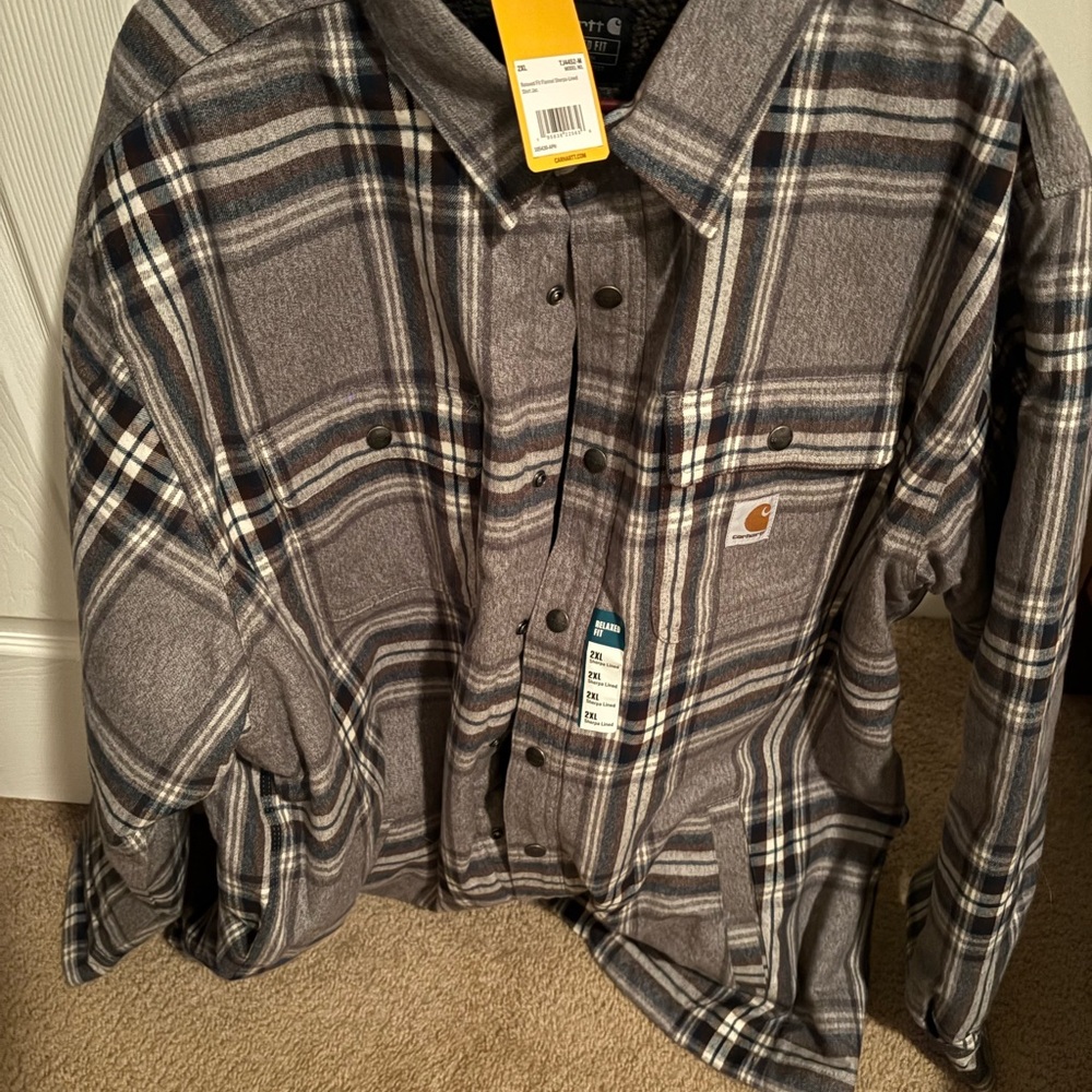 Carhartt Gray and Brown Checkered Shirt